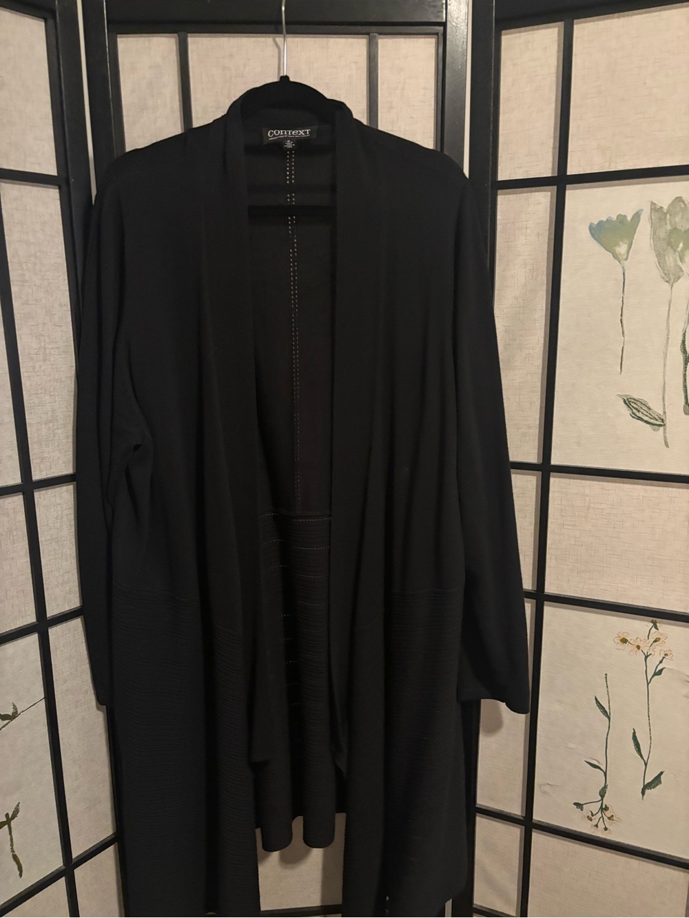 Context Black Open-Front Waterfall Cardigan
